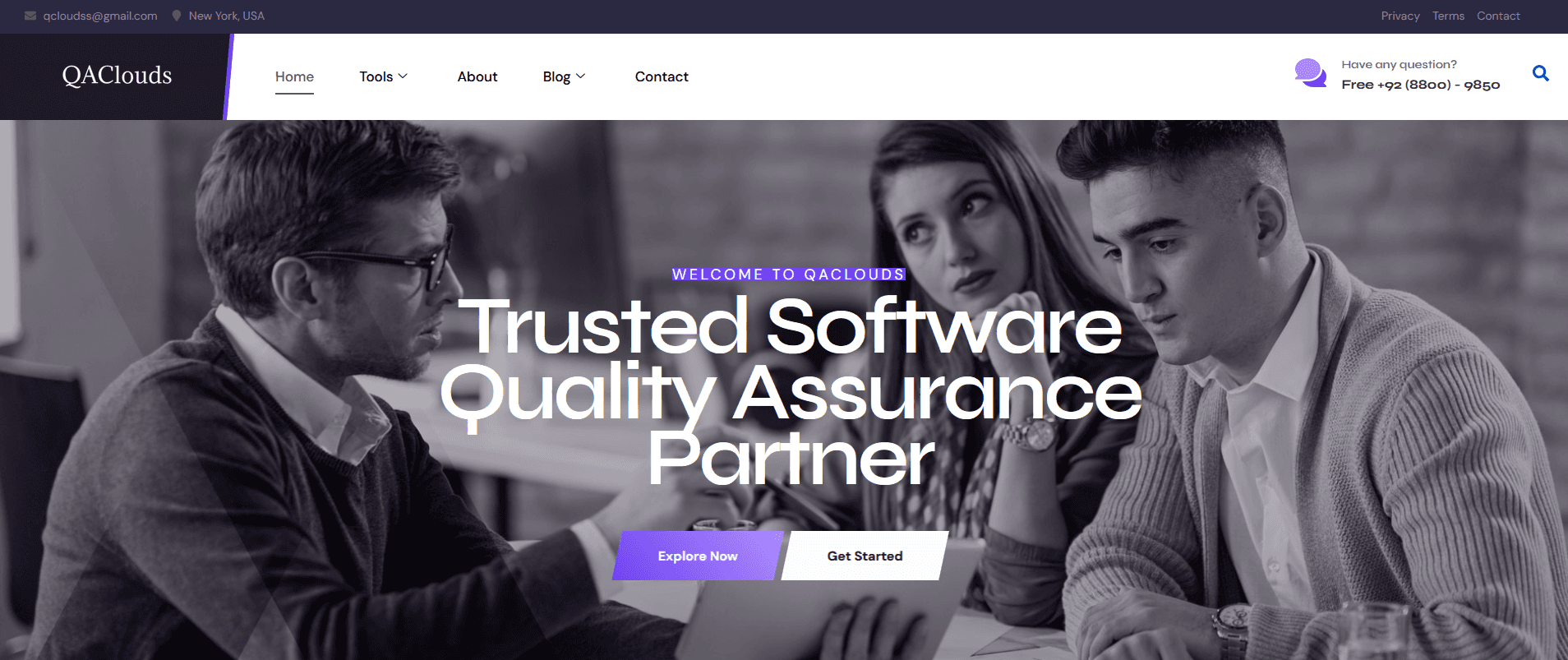 QA Clouds website preview